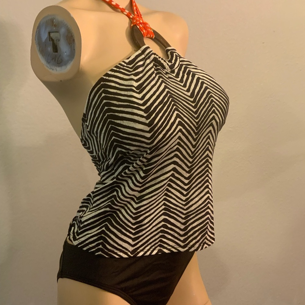 La Blanca women’s swimsuit Tankini sets zebra stripes wooden halter szs 12 14